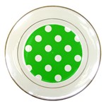 Polka Dots - White on Lime Green Porcelain Plate