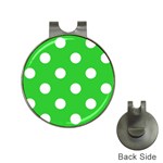 Polka Dots - White on Lime Green Golf Ball Marker Hat Clip