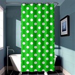 Polka Dots - White on Lime Green Shower Curtain 36  x 72  (Stall)