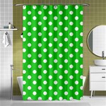 Polka Dots - White on Lime Green Shower Curtain 48  x 72  (Small)