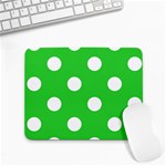 Polka Dots - White on Lime Green Small Mousepad