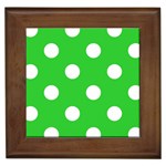 Polka Dots - White on Lime Green Framed Tile