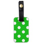 Polka Dots - White on Lime Green Luggage Tag (One Side)