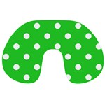 Polka Dots - White on Lime Green Travel Neck Pillow