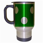 Polka Dots - White on Lime Green Travel Mug (Silver Gray)