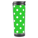 Polka Dots - White on Lime Green Travel Tumbler