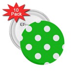 Polka Dots - White on Lime Green 2.25  Button (10 pack)
