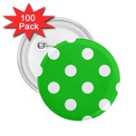 Polka Dots - White on Lime Green 2.25  Button (100 pack)