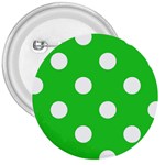 Polka Dots - White on Lime Green 3  Button