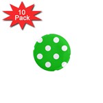 Polka Dots - White on Lime Green 1  Mini Magnet (10 pack)