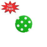Polka Dots - White on Lime Green 1  Mini Magnet (100 pack)