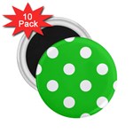 Polka Dots - White on Lime Green 2.25  Magnet (10 pack)