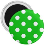 Polka Dots - White on Lime Green 3  Magnet