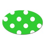 Polka Dots - White on Lime Green Magnet (Oval)