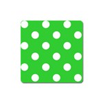 Polka Dots - White on Lime Green Magnet (Square)
