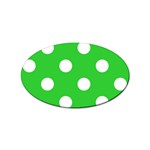 Polka Dots - White on Lime Green Sticker Oval (10 pack)