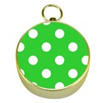 Polka Dots - White on Lime Green Gold Compass