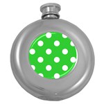 Polka Dots - White on Lime Green Hip Flask (5 oz)