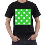 Polka Dots - White on Lime Green Men s T-Shirt (Black)