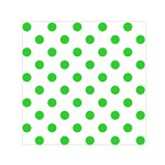 Polka Dots - Lime Green on White Small Satin Scarf  (Square)