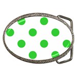 Polka Dots - Lime Green on White Belt Buckle