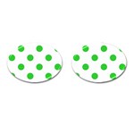 Polka Dots - Lime Green on White Cufflinks (Oval)