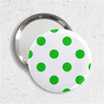 Polka Dots - Lime Green on White 2.25  Handbag Mirror