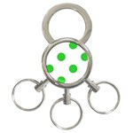 Polka Dots - Lime Green on White 3-Ring Key Chain
