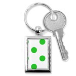 Polka Dots - Lime Green on White Key Chain (Rectangle)