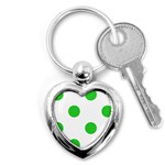 Polka Dots - Lime Green on White Key Chain (Heart)