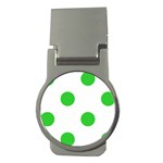 Polka Dots - Lime Green on White Money Clip (Round)