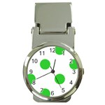 Polka Dots - Lime Green on White Money Clip Watch