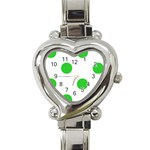 Polka Dots - Lime Green on White Heart Italian Charm Watch