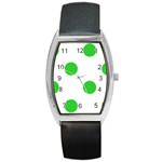Polka Dots - Lime Green on White Barrel Style Metal Watch
