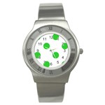 Polka Dots - Lime Green on White Stainless Steel Watch