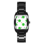 Polka Dots - Lime Green on White Stainless Steel Barrel Watch