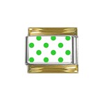 Polka Dots - Lime Green on White Gold Trim Italian Charm (9mm)