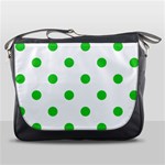 Polka Dots - Lime Green on White Messenger Bag