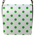 Polka Dots - Lime Green on White Flap Closure Messenger Bag (S)