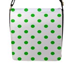 Polka Dots - Lime Green on White Flap Closure Messenger Bag (L)