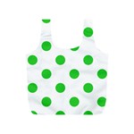Polka Dots - Lime Green on White Full Print Recycle Bag (S)