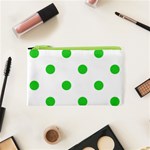 Polka Dots - Lime Green on White Canvas Cosmetic Bag (XS)