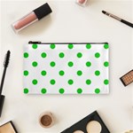 Polka Dots - Lime Green on White Cosmetic Bag (S)