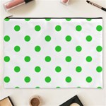 Polka Dots - Lime Green on White Cosmetic Bag (XXXL)
