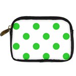 Polka Dots - Lime Green on White Digital Camera Leather Case