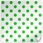 Polka Dots - Lime Green on White Canvas 12  x 12 