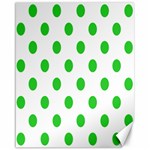 Polka Dots - Lime Green on White Canvas 16  x 20 