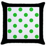 Polka Dots - Lime Green on White Throw Pillow Case (Black)