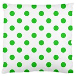 Polka Dots - Lime Green on White Large Flano Cushion Case (Two Sides)