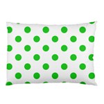 Polka Dots - Lime Green on White Pillow Case (One Side)